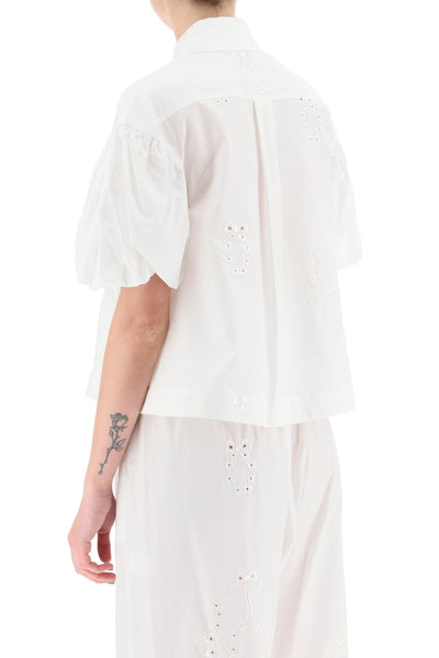 Simone rocha embroidered cropped shirt-2