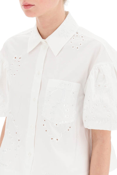 Simone rocha embroidered cropped shirt-3
