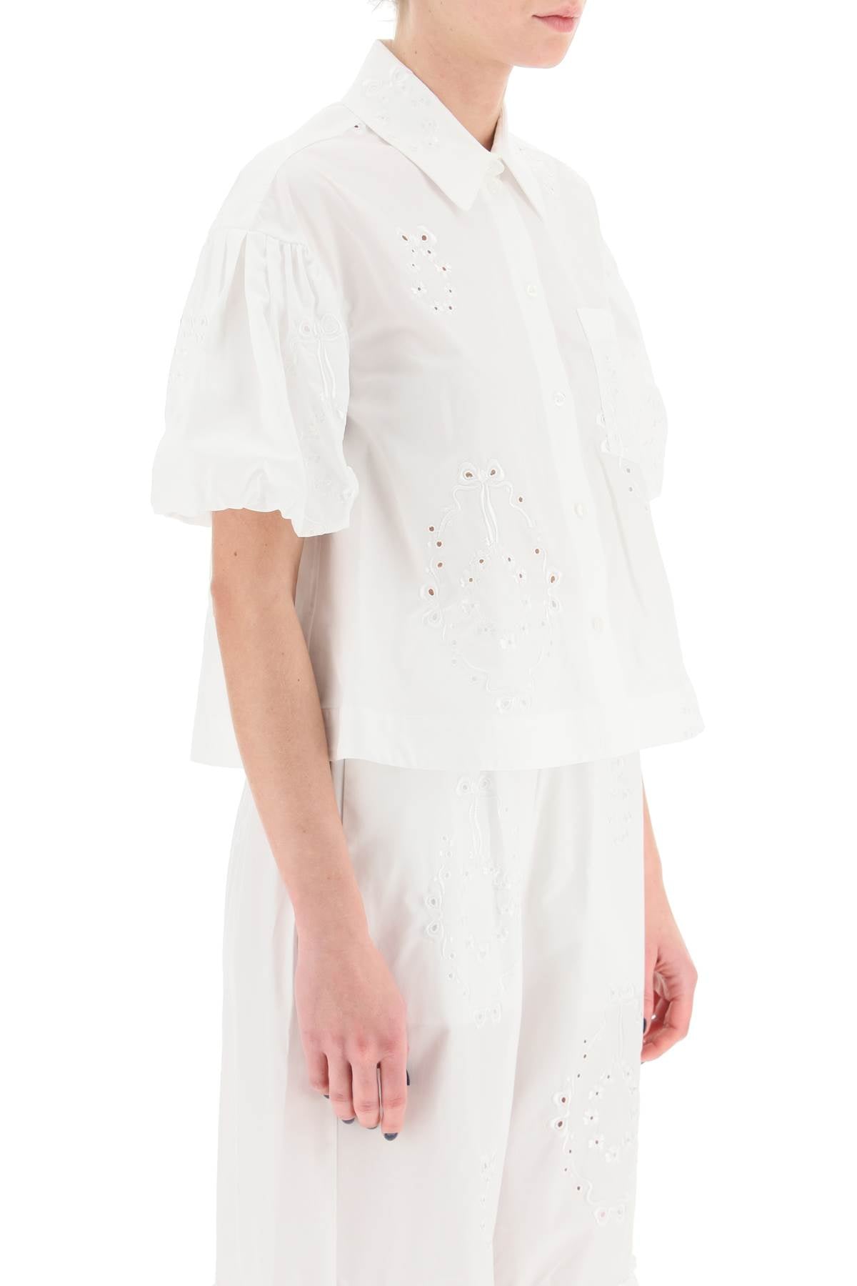 Simone rocha embroidered cropped shirt-1