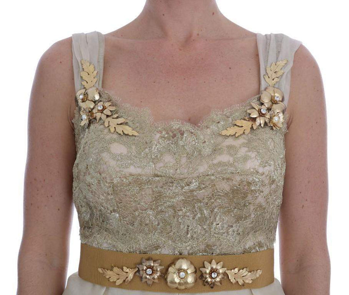 Dolce & Gabbana  Gold Silk Crystal Embellished Dress #women, Brand_Dolce & Gabbana, Catch, Clothing_Dress, Dolce & Gabbana, Dresses - Women - Clothing, feed-agegroup-adult, feed-color-gold, feed-gender-female, feed-size-IT44|L, Gender_Women, Gold, IT44|L, Kogan, Women - New Arrivals at SEYMAYKA