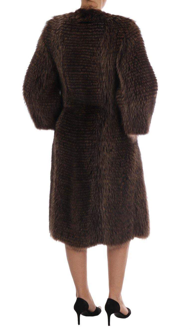 Dolce & Gabbana  Brown Raccoon Fur Coat Jacket #women, Brand_Dolce & Gabbana, Brown, Catch, Dolce & Gabbana, feed-agegroup-adult, feed-color-brown, feed-gender-female, feed-size-IT40|S, Gender_Women, IT40|S, Jackets & Coats - Women - Clothing, Kogan, Women - New Arrivals at SEYMAYKA