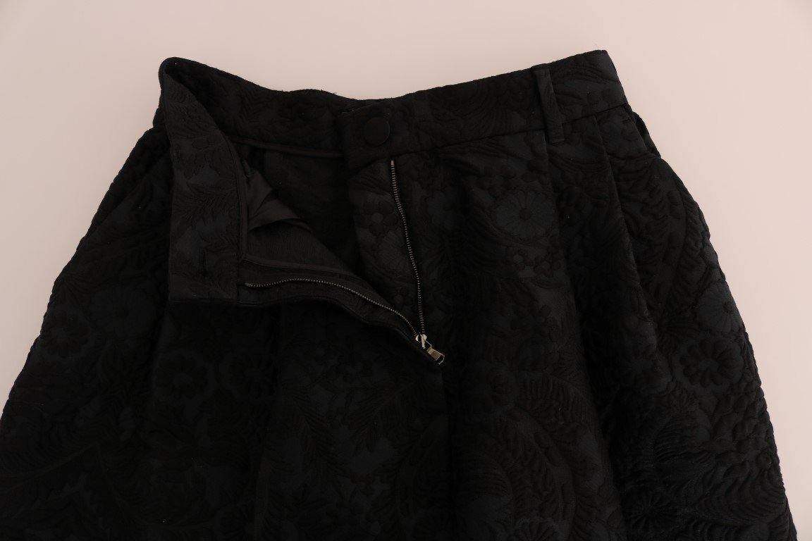 Dolce & Gabbana  Black Brocade High Waist Capri Shorts #women, Black, Brand_Dolce & Gabbana, Catch, Dolce & Gabbana, feed-agegroup-adult, feed-color-black, feed-gender-female, feed-size-IT36|XXS, feed-size-IT38|XS, feed-size-IT46 | L, Gender_Women, IT36|XXS, IT38|XS, IT40|S, IT46 | L, Jeans & Pants - Women - Clothing, Kogan, Women - New Arrivals at SEYMAYKA
