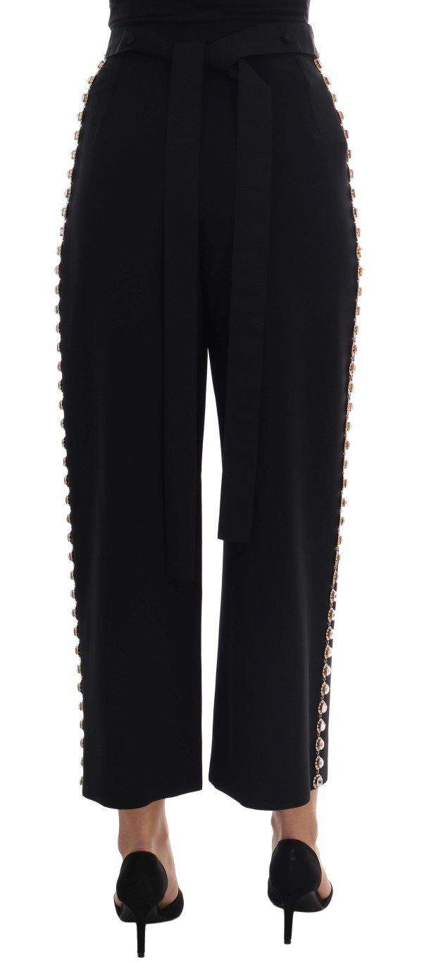 Dolce & Gabbana  Black Wool Stretch Crystal Pants #women, Black, Brand_Dolce & Gabbana, Catch, Dolce & Gabbana, feed-agegroup-adult, feed-color-black, feed-gender-female, feed-size-IT38|XS, Gender_Women, IT38|XS, Jeans & Pants - Women - Clothing, Kogan, Women - New Arrivals at SEYMAYKA
