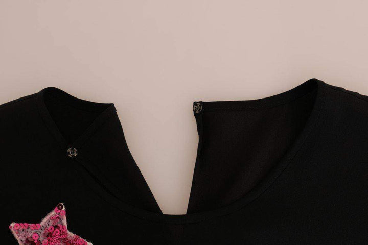 Dolce & Gabbana  Black Silk Fairy Tale Top Crystal Blouse #women, Black, Brand_Dolce & Gabbana, Catch, Dolce & Gabbana, feed-agegroup-adult, feed-color-black, feed-gender-female, feed-size-IT36 | XS, feed-size-IT38 | S, feed-size-IT40|S, Gender_Women, IT36 | XS, IT38 | S, IT40|S, Kogan, Tops & T-Shirts - Women - Clothing, Women - New Arrivals at SEYMAYKA