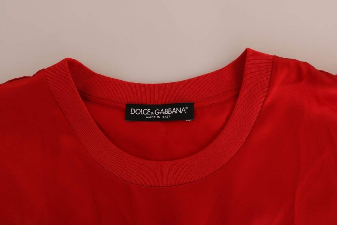 Dolce & Gabbana Red Silk Orange Vase Crystal Top #women, Brand_Dolce & Gabbana, Catch, Dolce & Gabbana, feed-agegroup-adult, feed-color-red, feed-gender-female, feed-size-IT36 | XS, feed-size-IT42|M, Gender_Women, IT36 | XS, IT42|M, Kogan, Red, Tops & T-Shirts - Women - Clothing, Women - New Arrivals at SEYMAYKA