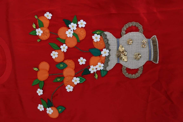 Dolce & Gabbana Red Silk Orange Vase Crystal Top #women, Brand_Dolce & Gabbana, Catch, Dolce & Gabbana, feed-agegroup-adult, feed-color-red, feed-gender-female, feed-size-IT36 | XS, feed-size-IT42|M, Gender_Women, IT36 | XS, IT42|M, Kogan, Red, Tops & T-Shirts - Women - Clothing, Women - New Arrivals at SEYMAYKA