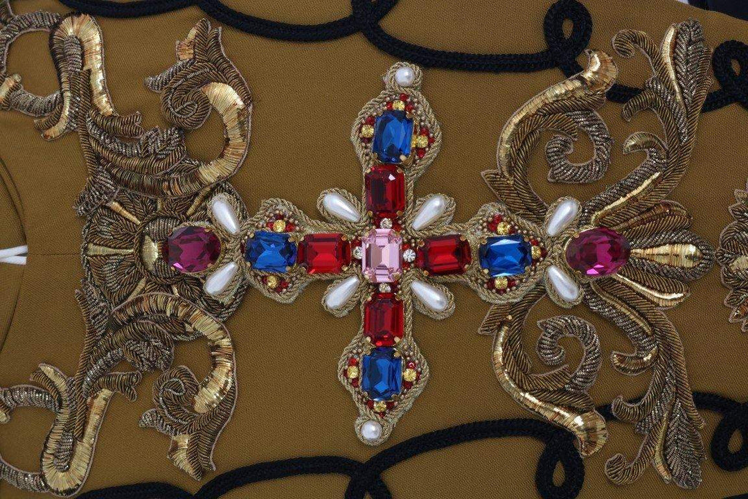 Dolce & Gabbana  Yellow Crystal Cross Vest Jacket #women, Brand_Dolce & Gabbana, Catch, Dolce & Gabbana, feed-agegroup-adult, feed-color-yellow, feed-gender-female, feed-size-IT40|S, feed-size-IT44|L, Gender_Women, IT40|S, IT44|L, Kogan, Suits & Blazers - Women - Clothing, Women - New Arrivals, Yellow at SEYMAYKA