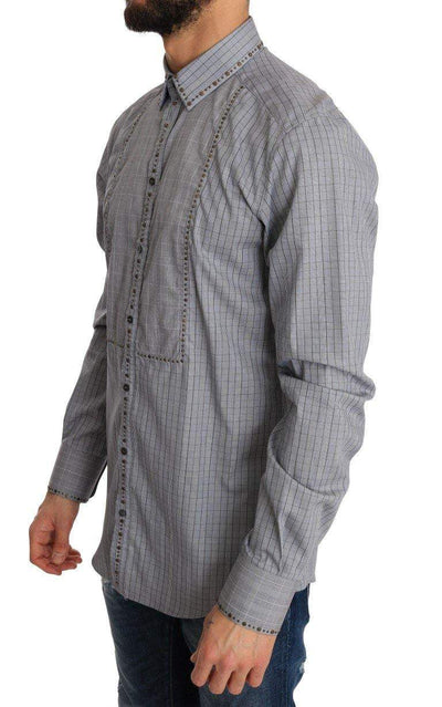 Dolce & Gabbana  Gray Check GOLD Cotton Slim Fit Shirt #men, 40, Brand_Dolce & Gabbana, Catch, Dolce & Gabbana, feed-agegroup-adult, feed-color-gray, feed-gender-male, feed-size-40, Gender_Men, Gray, Kogan, Men - New Arrivals, Shirts - Men - Clothing at SEYMAYKA