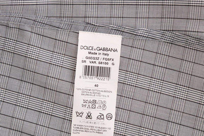 Dolce & Gabbana  Gray Check GOLD Cotton Slim Fit Shirt #men, 40, Brand_Dolce & Gabbana, Catch, Dolce & Gabbana, feed-agegroup-adult, feed-color-gray, feed-gender-male, feed-size-40, Gender_Men, Gray, Kogan, Men - New Arrivals, Shirts - Men - Clothing at SEYMAYKA