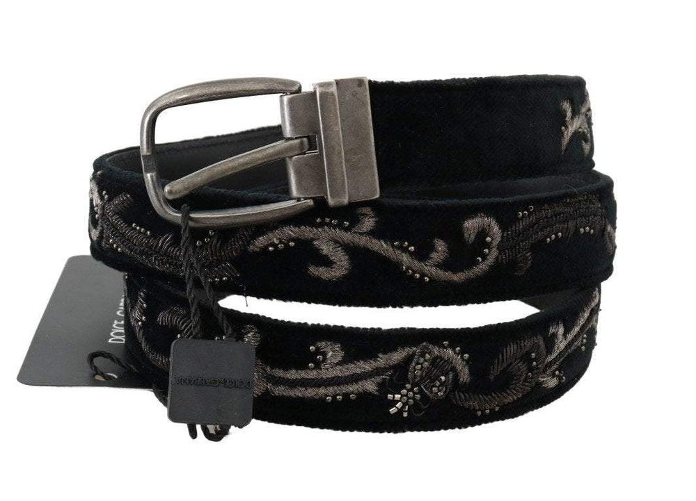 Dolce & Gabbana  Black Cotton Royal Bee Embroidery Belt #men, 100 cm / 40 Inches, 105 cm / 42 Inches, 80 cm / 32 Inches, Accessories - New Arrivals, Belts - Men - Accessories, Black, Brand_Dolce & Gabbana, Catch, Dolce & Gabbana, feed-agegroup-adult, feed-color-black, feed-gender-male, feed-size- 32 Inches, feed-size- 42 Inches, Gender_Men, Kogan at SEYMAYKA
