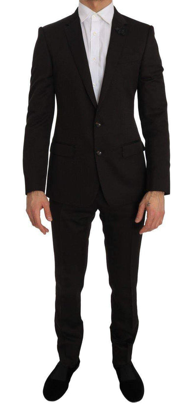 Dolce & Gabbana  Brown Wool Crystal Bee Slim Fit MARTINI #men, Brand_Dolce & Gabbana, Brown, Catch, Dolce & Gabbana, feed-agegroup-adult, feed-color-brown, feed-gender-male, feed-size-IT46 | S, Gender_Men, IT46 | S, Kogan, Men - New Arrivals, Suits - Men - Clothing at SEYMAYKA