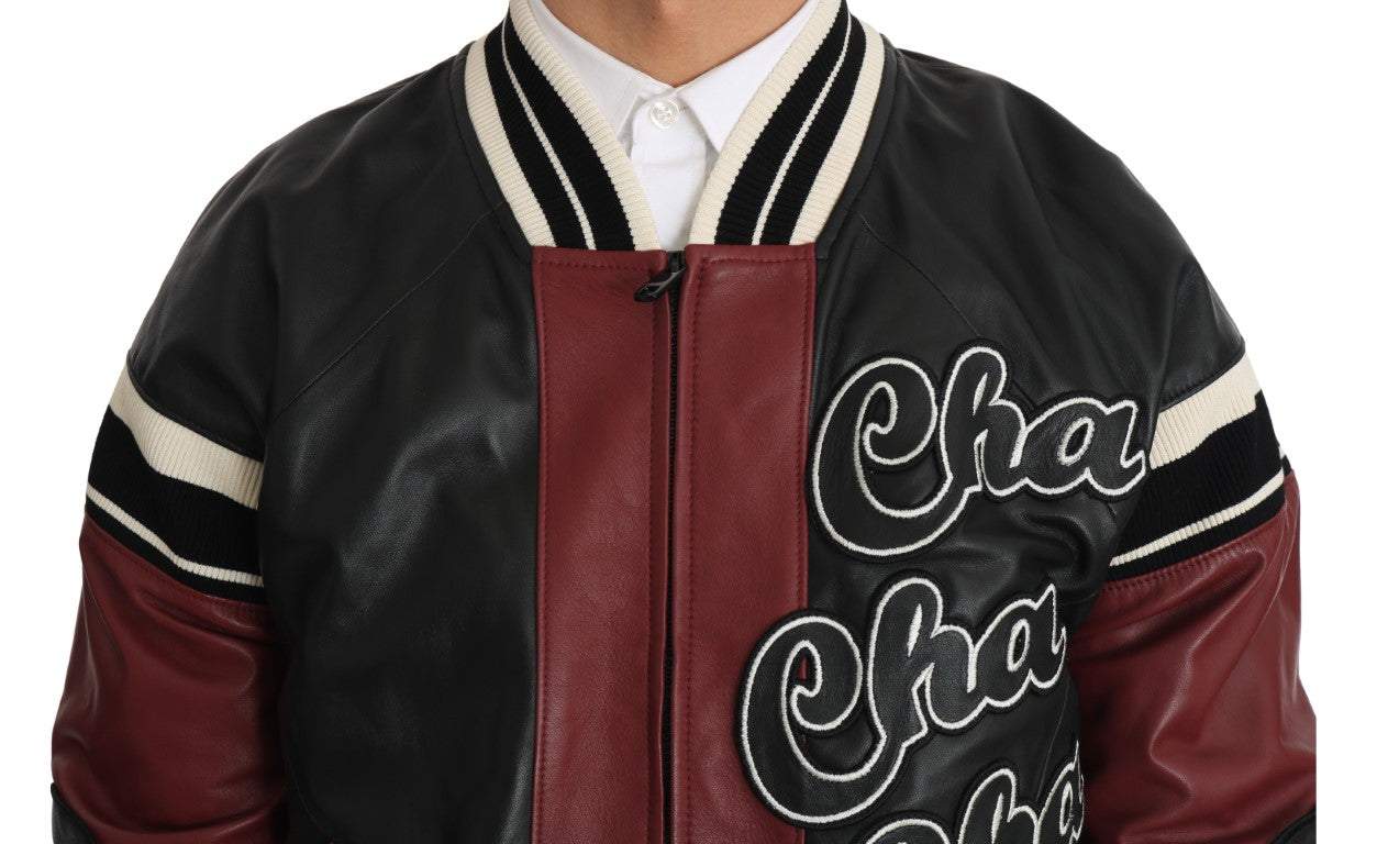 DOLCEu0026GABBANA leather jacket Dolce \u0026 Gabbana Leather Club Lounge Black Red Jacket