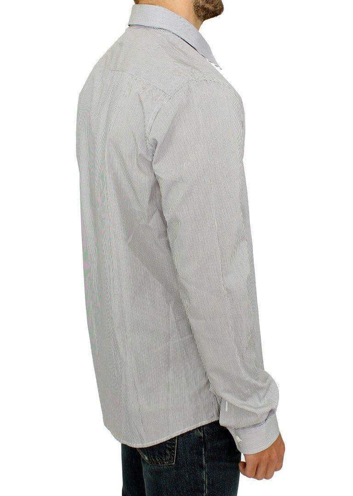 GF Ferre  Striped Cotton Casual Shirt #men, Catch, feed-agegroup-adult, feed-color-gray, feed-gender-male, feed-size-IT52 | XL, Gender_Men, GF Ferre, Gray, IT52 | XL, Kogan, Shirts - Men - Clothing at SEYMAYKA