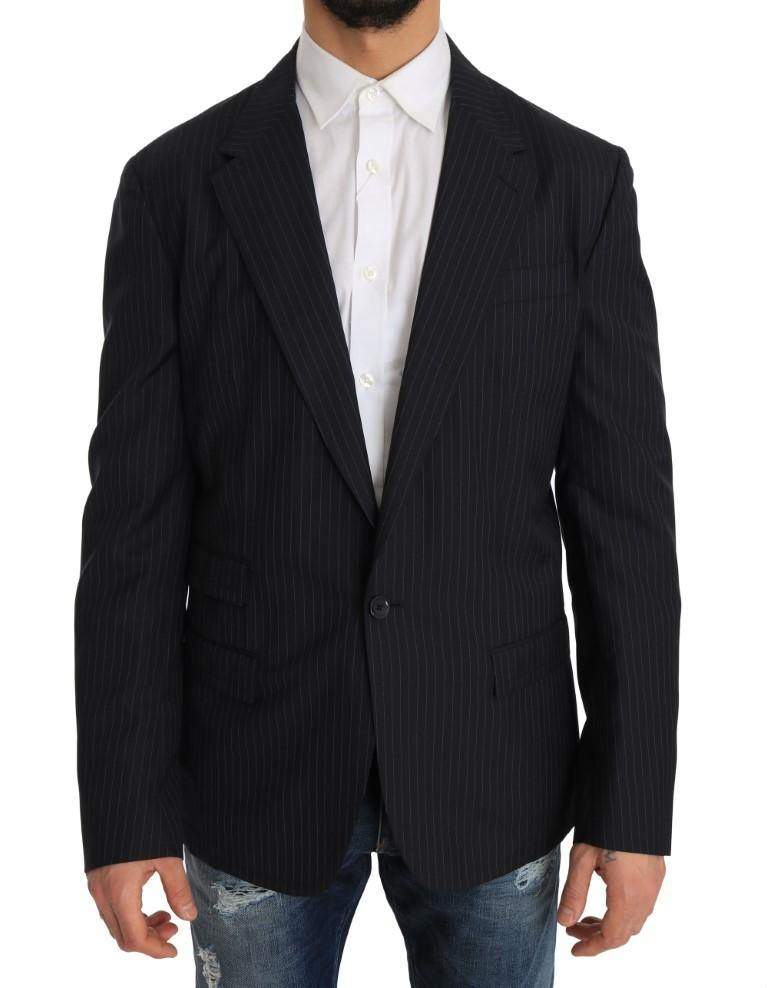Dolce & Gabbana  Gray Striped Wool Jacket Coat Slim Blazer #men, Blazers - Men - Clothing, Brand_Dolce & Gabbana, Catch, Dolce & Gabbana, feed-agegroup-adult, feed-color-gray, feed-gender-male, feed-size-IT50 | L, Gender_Men, Gray, IT50 | L, Kogan, Men - New Arrivals at SEYMAYKA