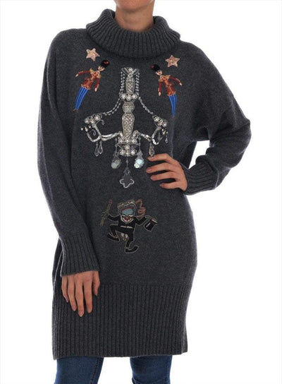 Dolce & Gabbana  Fairy Tale Crystal Gray Cashmere Sweater #women, Brand_Dolce & Gabbana, Catch, Dolce & Gabbana, feed-agegroup-adult, feed-color-gray, feed-gender-female, feed-size-IT44|L, Gender_Women, Gray, IT44|L, Kogan, Sweaters - Women - Clothing, Women - New Arrivals at SEYMAYKA