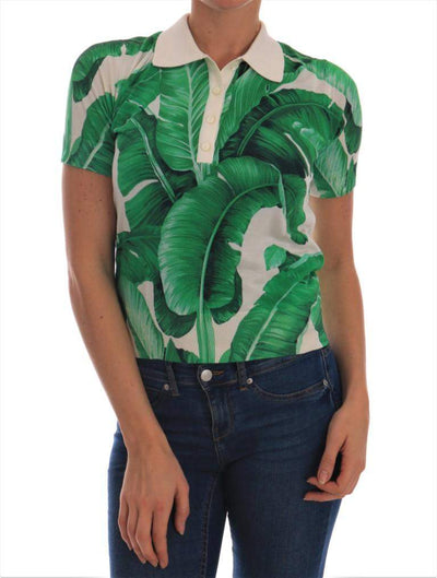Dolce & Gabbana  Green Banana Leaf  Polo T-shirt #women, Brand_Dolce & Gabbana, Catch, Dolce & Gabbana, feed-agegroup-adult, feed-color-white, feed-gender-female, feed-size-IT36 | XS, feed-size-IT38|XS, Gender_Women, IT36 | XS, IT38|XS, Kogan, Tops & T-Shirts - Women - Clothing, White at SEYMAYKA