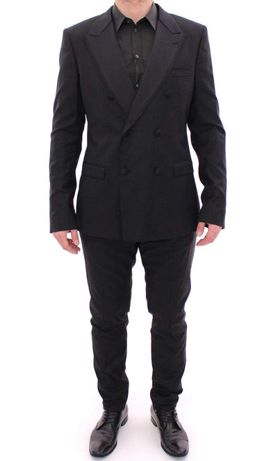 Dolce & Gabbana Black Striped Double Breasted Slim Fit Suit #men, Black, Dolce & Gabbana, feed-agegroup-adult, feed-color-Black, feed-gender-male, IT54 | XL, Suits - Men - Clothing at SEYMAYKA
