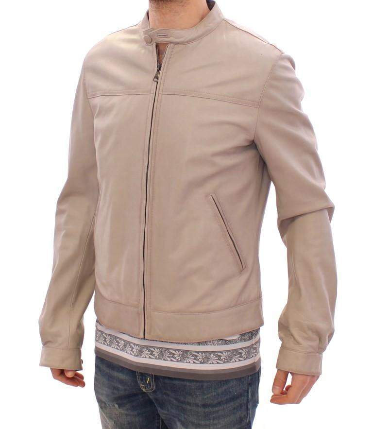 Dolce & Gabbana  Beige Leather Jacket Biker Coat #men, Beige, Brand_Dolce & Gabbana, Catch, Dolce & Gabbana, feed-agegroup-adult, feed-color-beige, feed-gender-male, feed-size-IT50 | L, Gender_Men, IT50 | L, Jackets - Men - Clothing, Kogan, Men - New Arrivals at SEYMAYKA