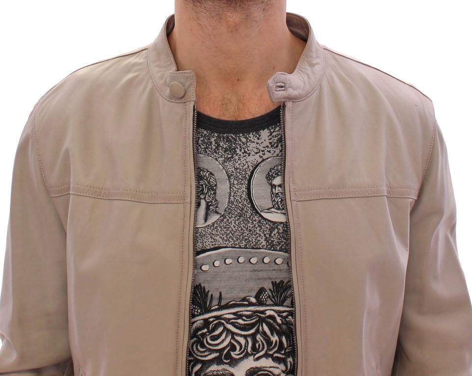 Dolce & Gabbana  Beige Leather Jacket Biker Coat #men, Beige, Brand_Dolce & Gabbana, Catch, Dolce & Gabbana, feed-agegroup-adult, feed-color-beige, feed-gender-male, feed-size-IT50 | L, Gender_Men, IT50 | L, Jackets - Men - Clothing, Kogan, Men - New Arrivals at SEYMAYKA