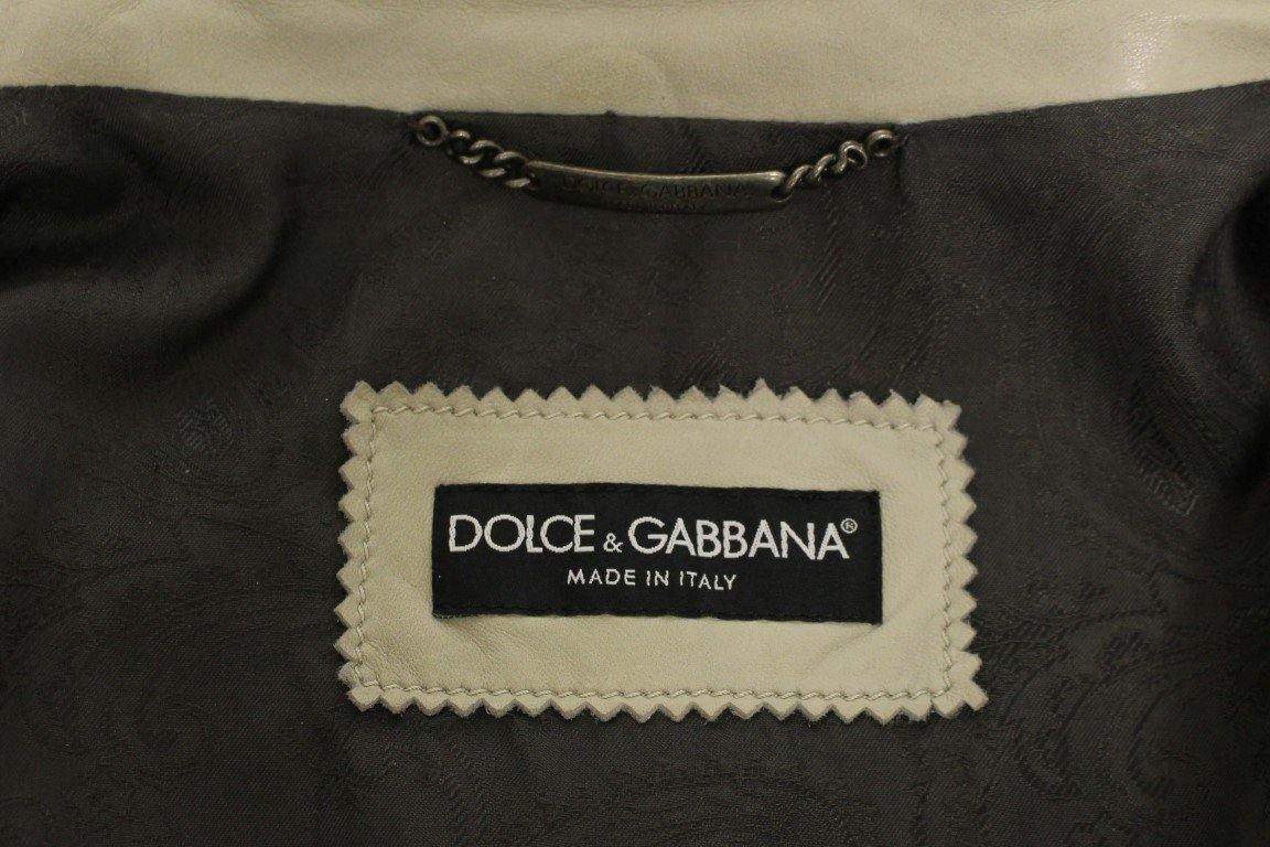 Dolce & Gabbana  Beige Leather Jacket Biker Coat #men, Beige, Brand_Dolce & Gabbana, Catch, Dolce & Gabbana, feed-agegroup-adult, feed-color-beige, feed-gender-male, feed-size-IT50 | L, Gender_Men, IT50 | L, Jackets - Men - Clothing, Kogan, Men - New Arrivals at SEYMAYKA