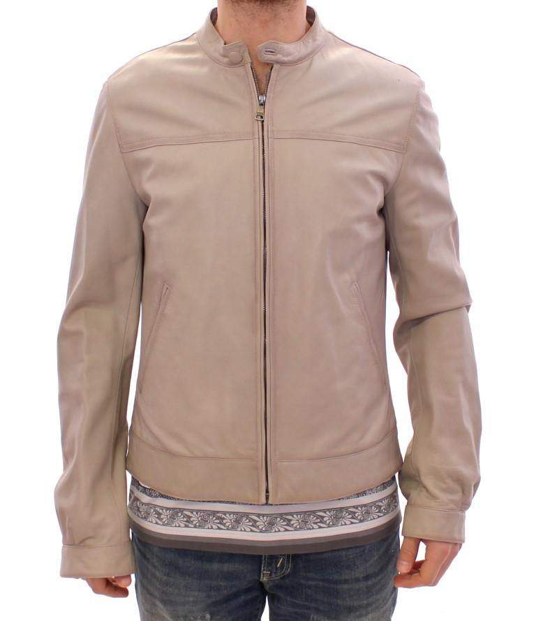 Dolce & Gabbana  Beige Leather Jacket Biker Coat #men, Beige, Brand_Dolce & Gabbana, Catch, Dolce & Gabbana, feed-agegroup-adult, feed-color-beige, feed-gender-male, feed-size-IT50 | L, Gender_Men, IT50 | L, Jackets - Men - Clothing, Kogan, Men - New Arrivals at SEYMAYKA