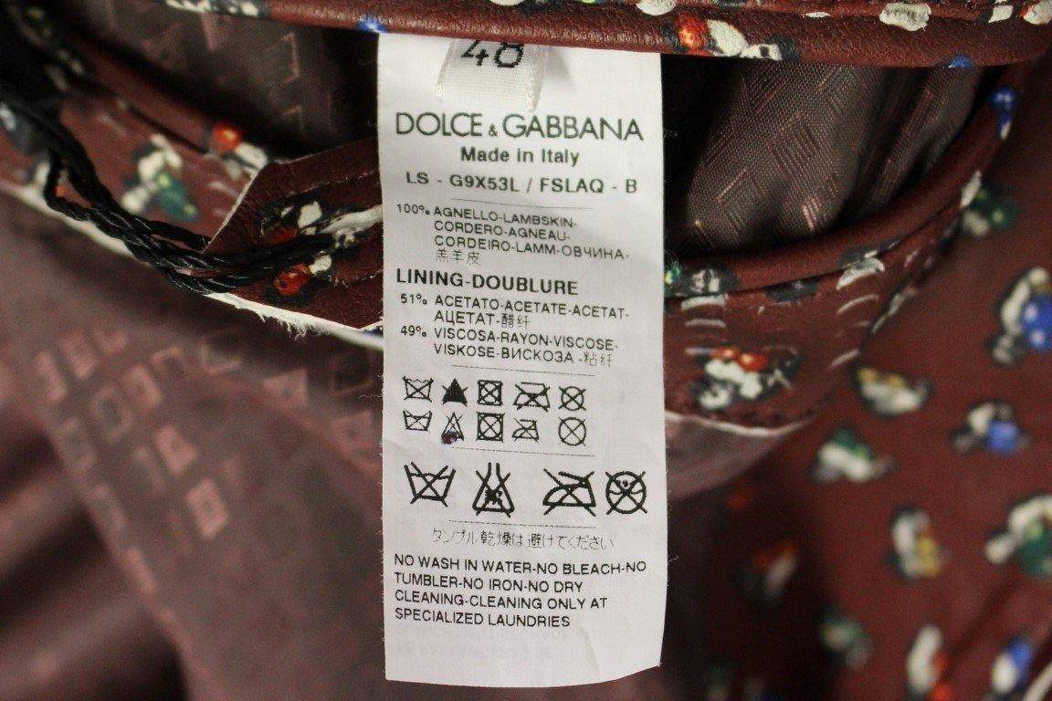 Dolce & Gabbana  Bordeaux Leather Boxer Print Jacket Coat #men, Bordeaux, Brand_Dolce & Gabbana, Catch, Dolce & Gabbana, feed-agegroup-adult, feed-color-bordeaux, feed-gender-male, feed-size-IT48 | M, Gender_Men, IT48 | M, Jackets - Men - Clothing, Kogan at SEYMAYKA