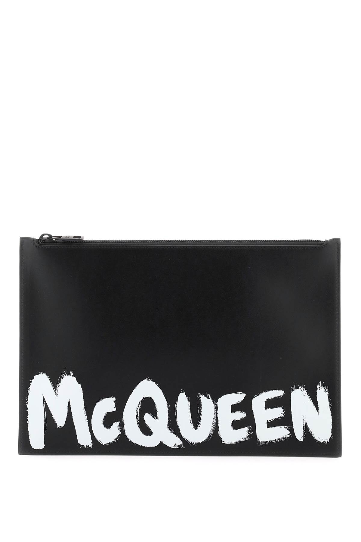Alexander mcqueen 'mcqueen graffiti' leather flat pouch-0