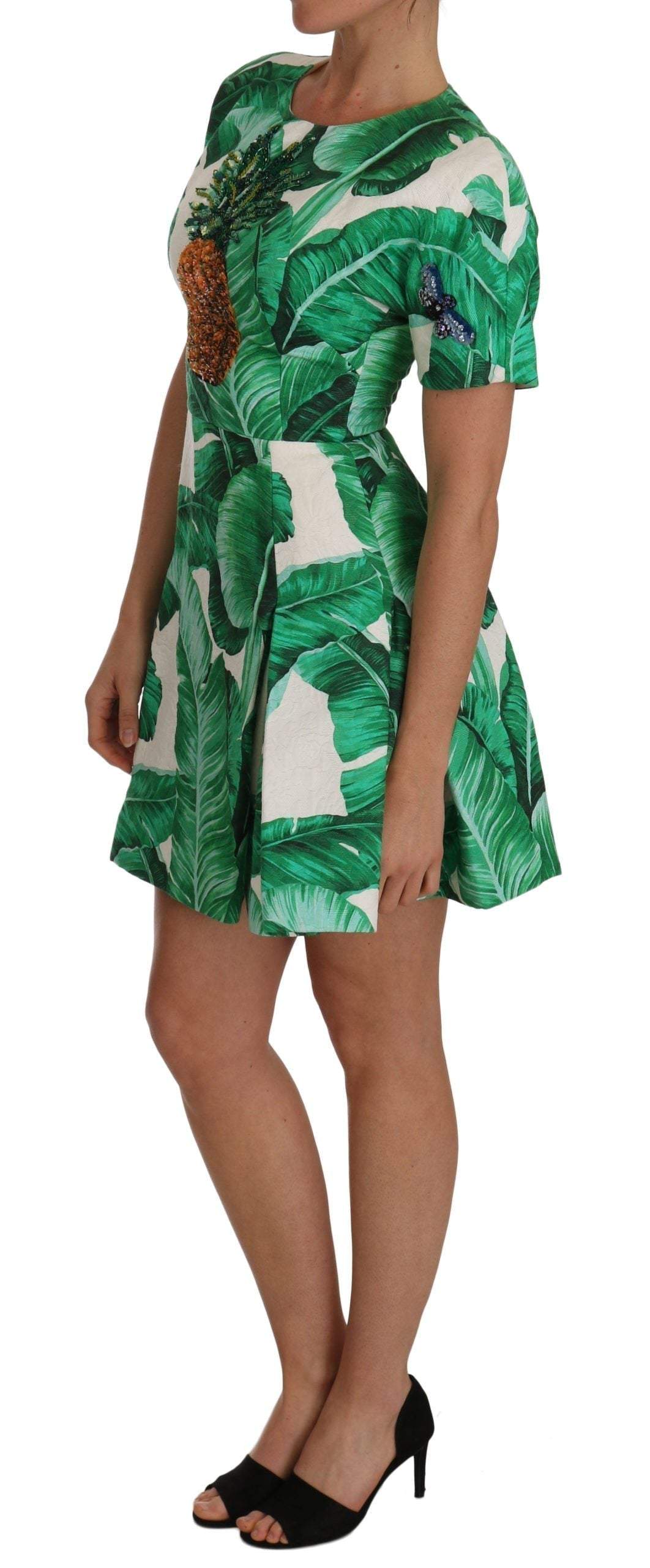 Dolce & Gabbana A-Line Banana Leaf Pineapple Crystal Dress #women, Brand_Dolce & Gabbana, Catch, Clothing_Dress, Dolce & Gabbana, Dresses - Women - Clothing, feed-agegroup-adult, feed-color-green, feed-gender-female, feed-size-IT36 | XS, feed-size-IT38 | S, feed-size-IT40|S, Gender_Women, Green, IT36 | XS, IT38 | S, IT40|S, Kogan, Women - New Arrivals at SEYMAYKA