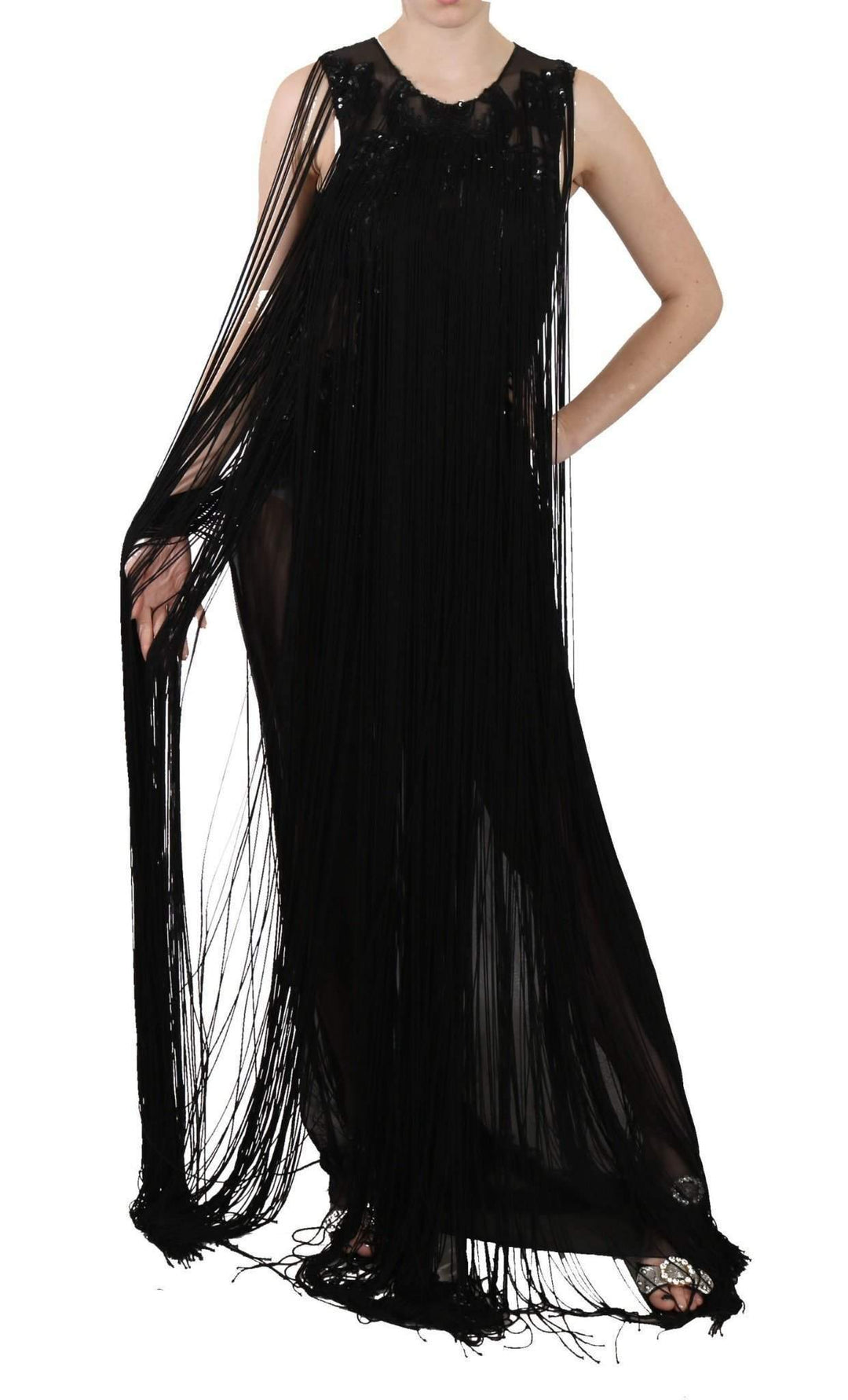 John Richmond  Silk Beaded Sequined Sheer Dress #women, Black, Catch, Clothing_Dress, Dresses - Women - Clothing, feed-agegroup-adult, feed-color-black, feed-gender-female, feed-size-IT42|M, Gender_Women, IT42|M, John Richmond, Kogan, Women - New Arrivals at SEYMAYKA