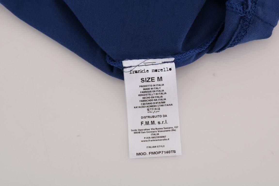 Frankie Morello  Cotton  Crewneck T-Shirt #men, Blue, Catch, feed-agegroup-adult, feed-color-blue, feed-gender-male, feed-size-M, feed-size-S, Frankie Morello, Gender_Men, Kogan, M, Men - New Arrivals, S, T-shirts - Men - Clothing at SEYMAYKA