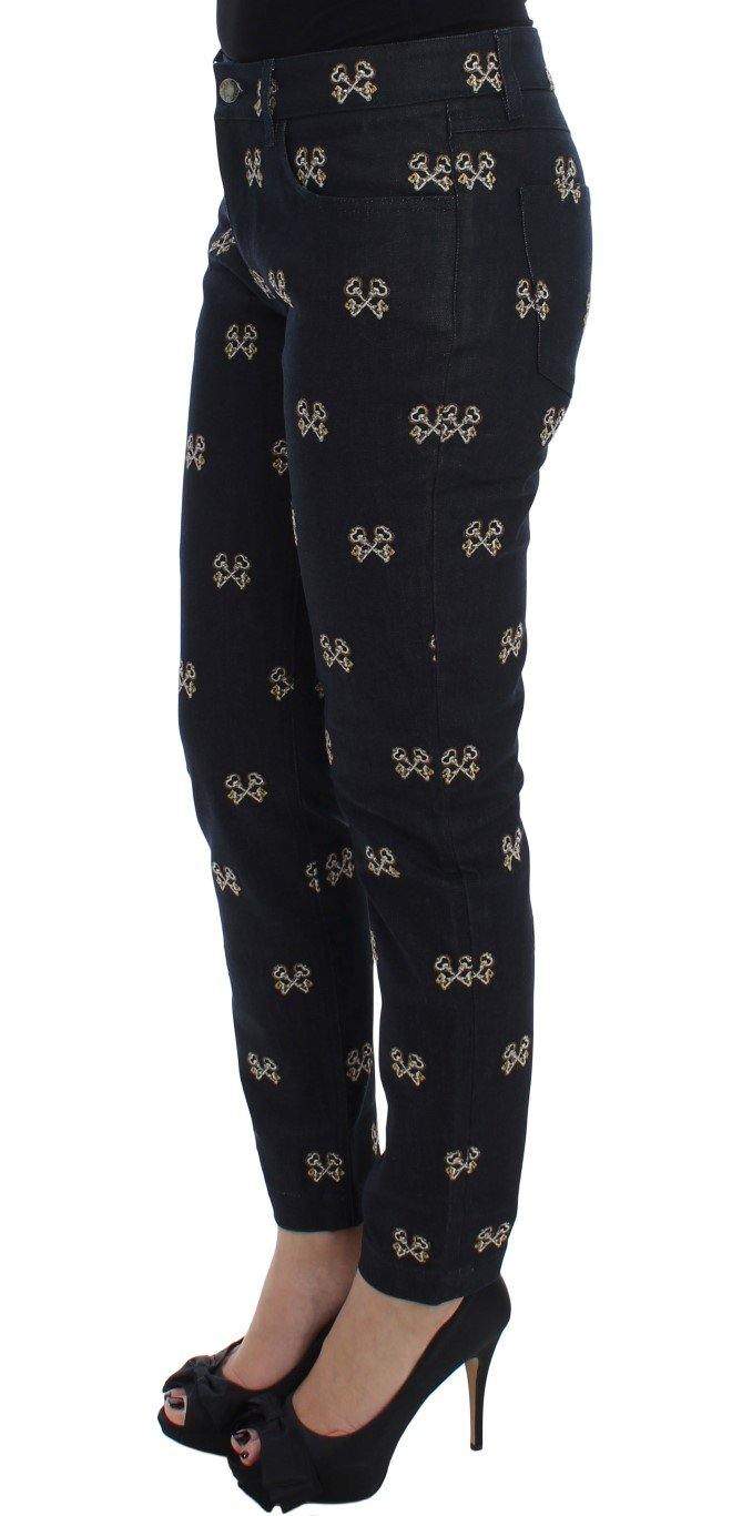 Dolce & Gabbana  Blue Key Embroidered Slim Fit KATE Jeans #women, Blue, Brand_Dolce & Gabbana, Catch, Dolce & Gabbana, feed-agegroup-adult, feed-color-blue, feed-gender-female, feed-size-IT36 | XS, feed-size-IT38 | S, feed-size-IT40|S, feed-size-IT42|M, feed-size-IT44|L, Gender_Women, IT36 | XS, IT38 | S, IT40|S, IT42|M, IT44|L, Jeans & Pants - Women - Clothing, Kogan at SEYMAYKA