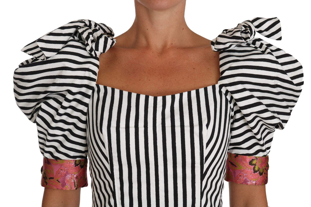 Dolce & Gabbana White Black Striped Cropped Top Puff Sleeve Shirts #women, Black/White, Brand_Dolce & Gabbana, Catch, Dolce & Gabbana, feed-agegroup-adult, feed-color-black, feed-color-white, feed-gender-female, feed-size-IT36|XXS, feed-size-IT38|XS, feed-size-IT40|S, feed-size-IT42|M, feed-size-IT44|L, feed-size-IT46|XL, feed-size-IT48|XXL, Gender_Women, IT36|XXS, IT38|XS, IT40|S, IT42|M, IT44|L, IT46|XL, IT48|XXL, Kogan, Tops & T-Shirts - Women - Clothing, Women - New Arrivals at SEYMAYKA