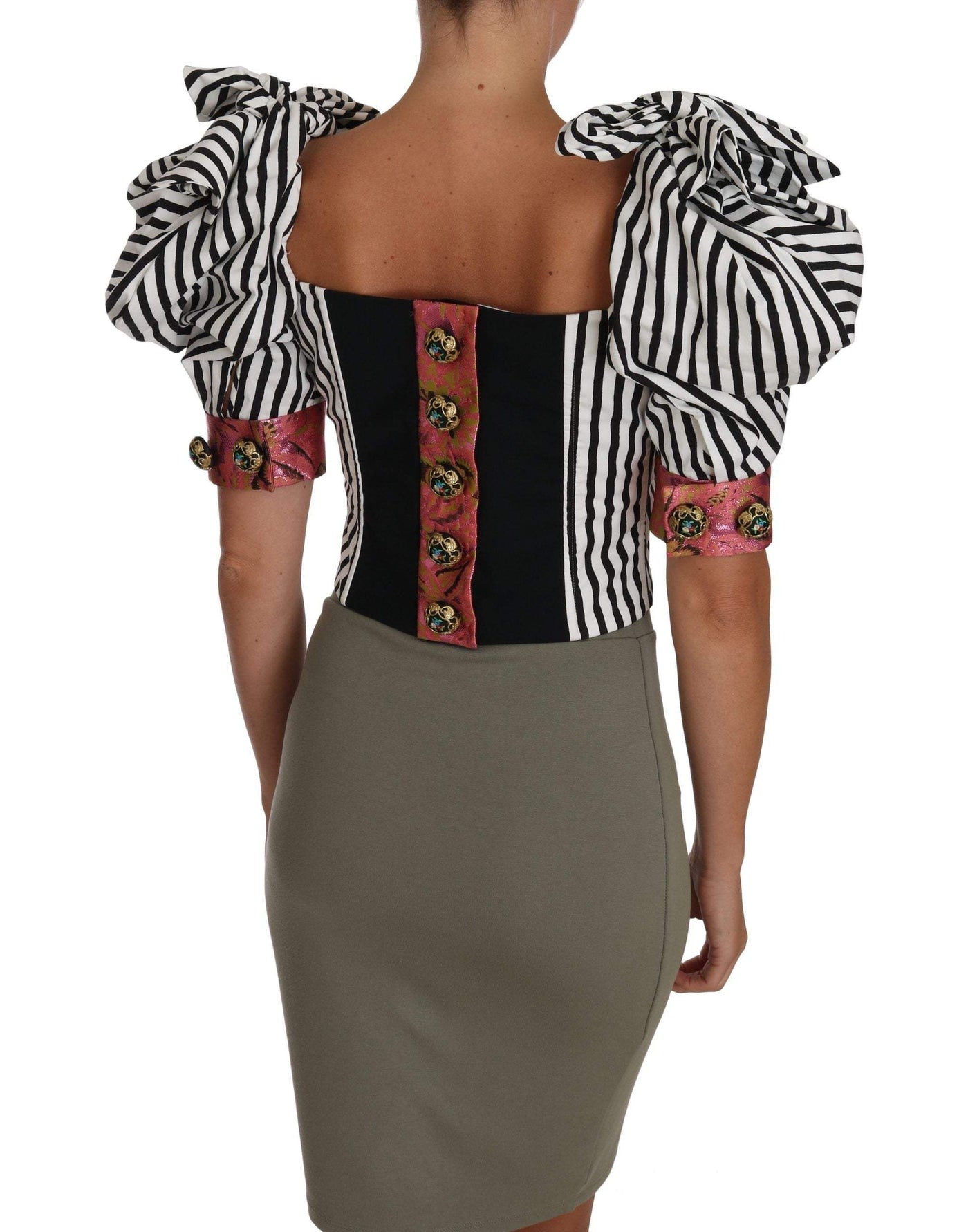 Dolce & Gabbana White Black Striped Cropped Top Puff Sleeve Shirts #women, Black/White, Brand_Dolce & Gabbana, Catch, Dolce & Gabbana, feed-agegroup-adult, feed-color-black, feed-color-white, feed-gender-female, feed-size-IT36|XXS, feed-size-IT38|XS, feed-size-IT40|S, feed-size-IT42|M, feed-size-IT44|L, feed-size-IT46|XL, feed-size-IT48|XXL, Gender_Women, IT36|XXS, IT38|XS, IT40|S, IT42|M, IT44|L, IT46|XL, IT48|XXL, Kogan, Tops & T-Shirts - Women - Clothing, Women - New Arrivals at SEYMAYKA