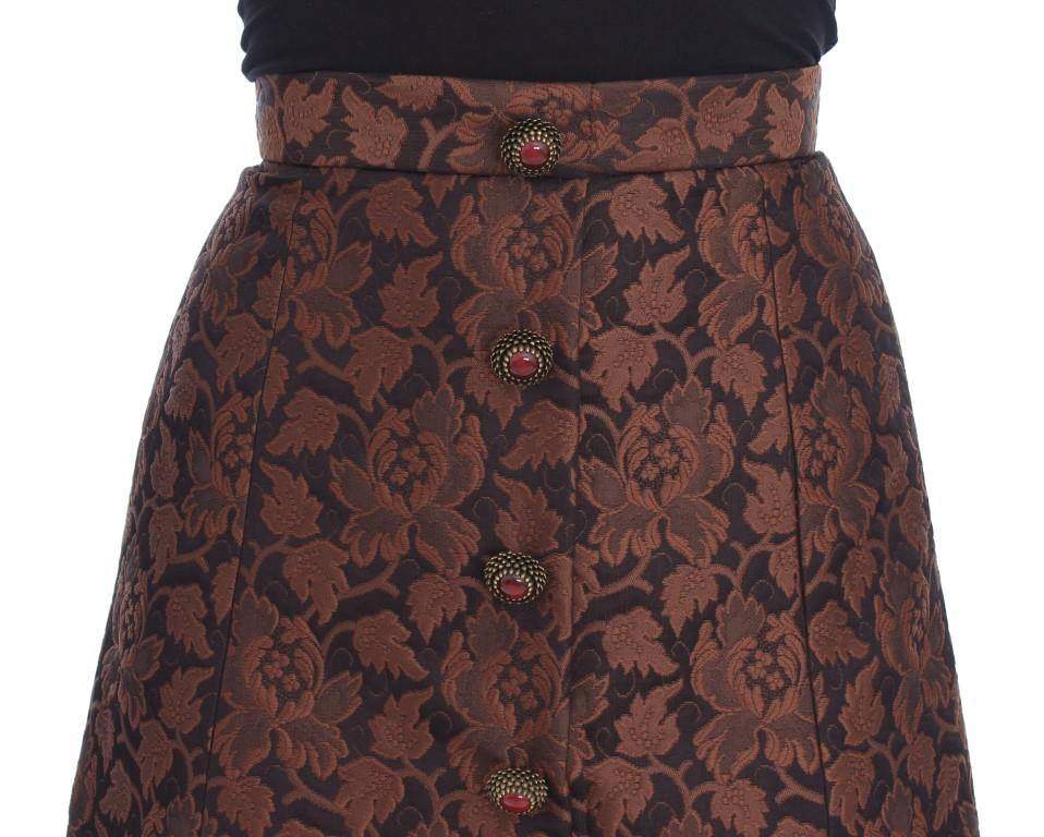 Dolce & Gabbana  Brown Floral Brocade Mini Bubble Skirt #women, Brand_Dolce & Gabbana, Brown, Catch, Dolce & Gabbana, feed-agegroup-adult, feed-color-brown, feed-gender-female, feed-size-IT40|S, Gender_Women, IT40|S, Kogan, Skirts - Women - Clothing at SEYMAYKA
