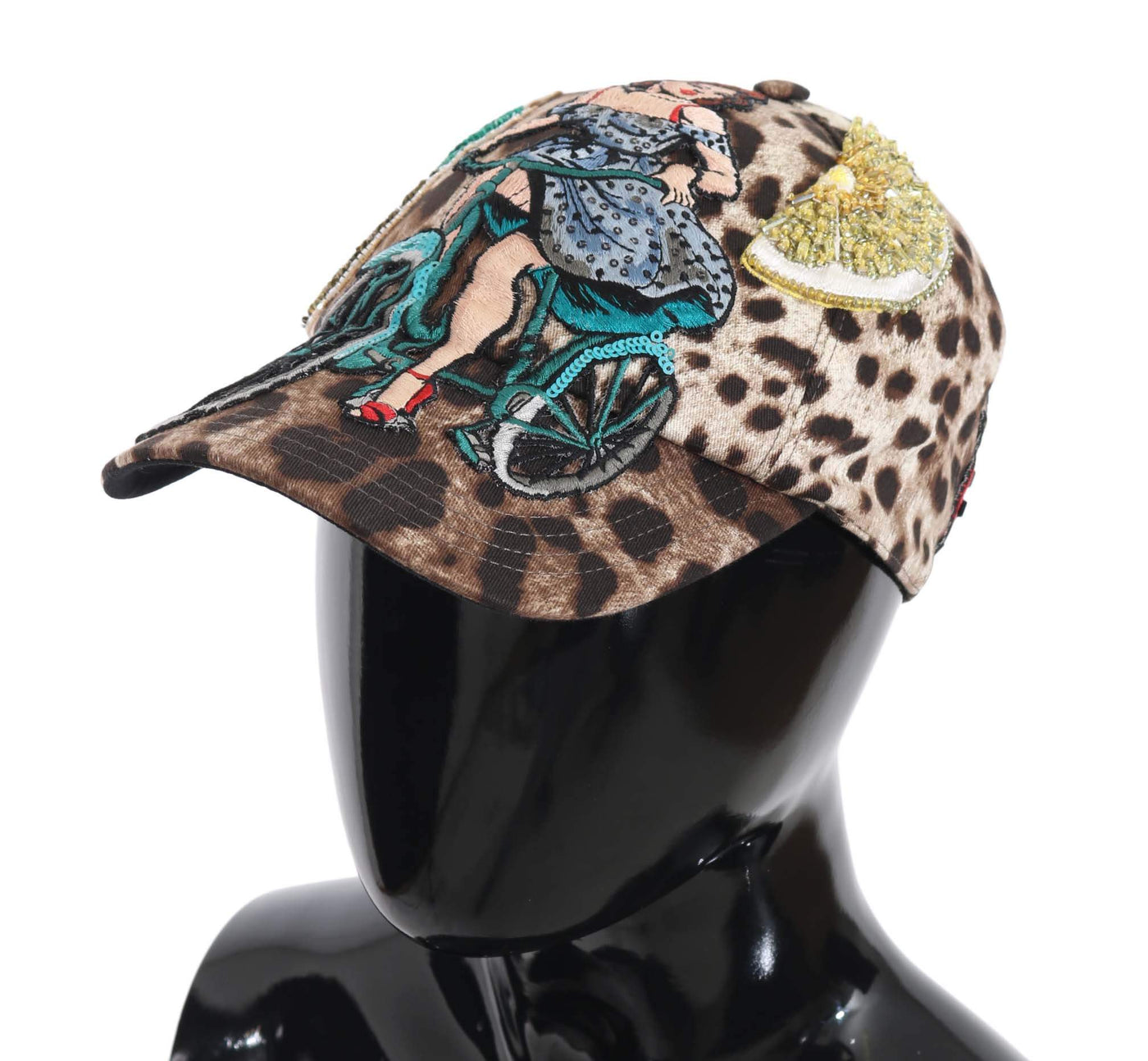 Dolce & Gabbana Brown Leopard Sequin Sicily Applique Baseball Hat #women, 56 cm|XS, 57 cm|S, 58 cm|M, Accessories - New Arrivals, Brand_Dolce & Gabbana, Brown, Catch, Dolce & Gabbana, feed-agegroup-adult, feed-color-brown, feed-gender-female, feed-size-56 cm|XS, feed-size-57 cm|S, Gender_Women, Hats - Women - Accessories, Kogan at SEYMAYKA