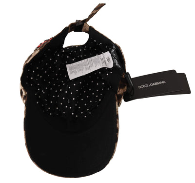 Dolce & Gabbana Brown Leopard Sequin Sicily Applique Baseball Hat #women, 56 cm|XS, 57 cm|S, 58 cm|M, Accessories - New Arrivals, Brand_Dolce & Gabbana, Brown, Catch, Dolce & Gabbana, feed-agegroup-adult, feed-color-brown, feed-gender-female, feed-size-56 cm|XS, feed-size-57 cm|S, Gender_Women, Hats - Women - Accessories, Kogan at SEYMAYKA