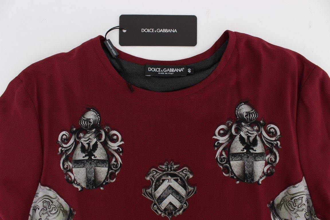 Dolce & Gabbana  Red Knight Print Silk Blouse T-shirt #women, Brand_Dolce & Gabbana, Catch, Dolce & Gabbana, feed-agegroup-adult, feed-color-red, feed-gender-female, feed-size-IT40|S, feed-size-IT42|M, Gender_Women, IT40|S, IT42|M, Kogan, Red, Tops & T-Shirts - Women - Clothing at SEYMAYKA