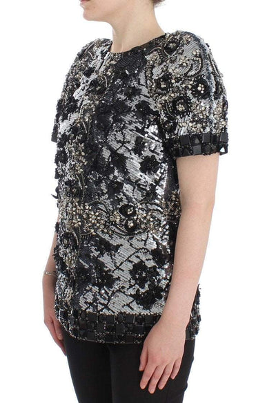 Dolce & Gabbana  Black Clear Crystal Runway Blouse Top #women, Brand_Dolce & Gabbana, Catch, Dolce & Gabbana, feed-agegroup-adult, feed-color-silver, feed-gender-female, feed-size-IT38|XS, Gender_Women, IT38|XS, Kogan, Silver, Tops & T-Shirts - Women - Clothing at SEYMAYKA
