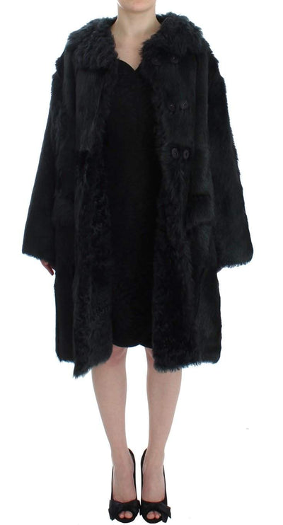 Dolce & Gabbana  Black Goat Fur Shearling Long Jacket Coat #women, Black, Brand_Dolce & Gabbana, Catch, Dolce & Gabbana, feed-agegroup-adult, feed-color-black, feed-gender-female, feed-size-IT40|S, Gender_Women, IT40|S, Kogan, Tops & T-Shirts - Women - Clothing at SEYMAYKA
