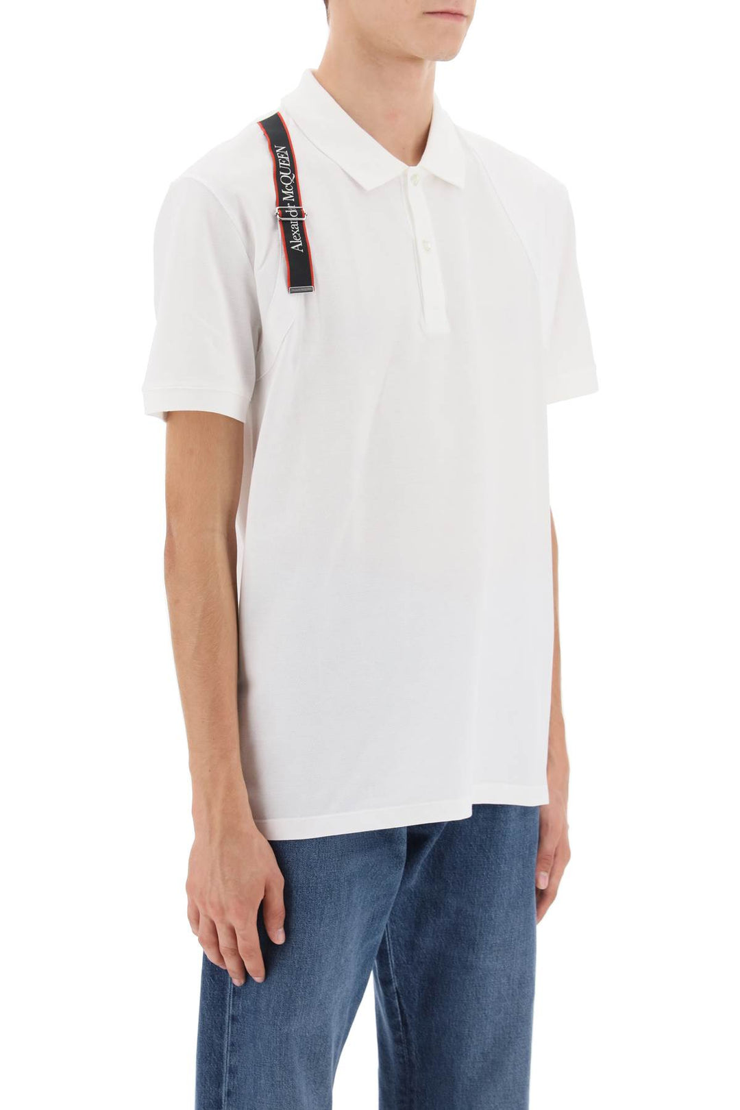 Alexander mcqueen harness polo shirt with selvedge logo-1