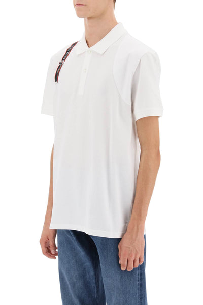 Alexander mcqueen harness polo shirt in piqué with selvedge logo-3