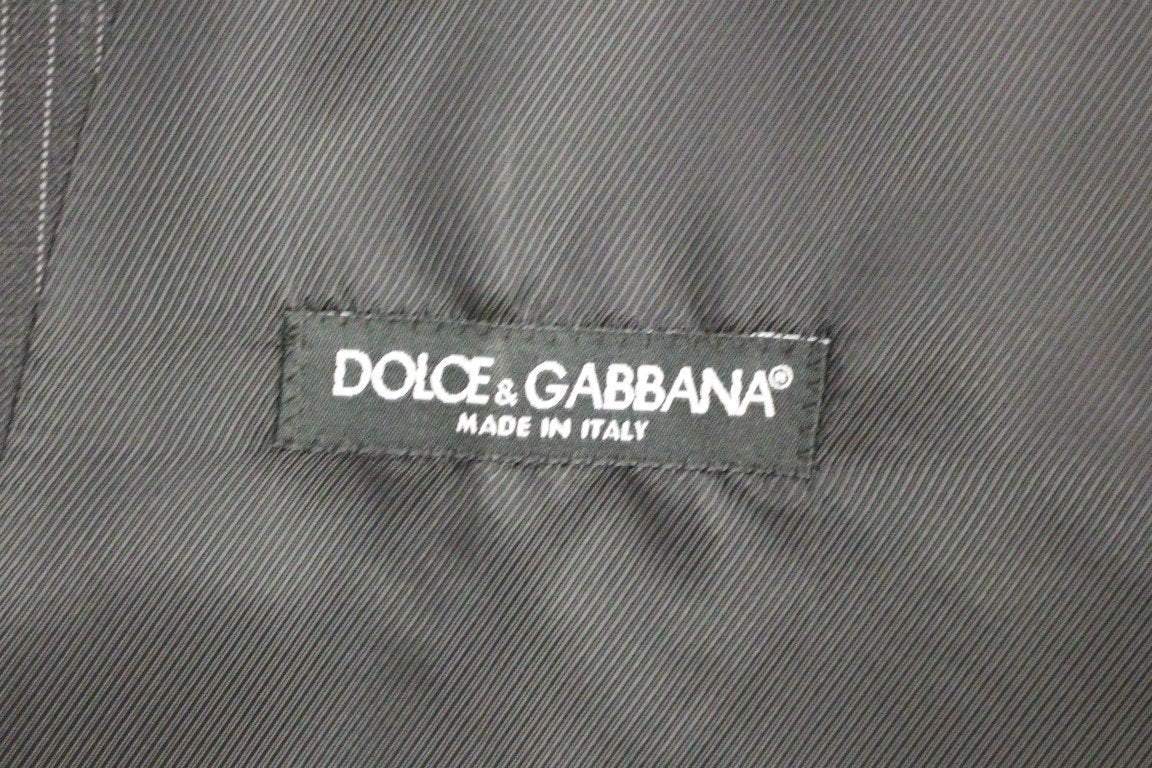 Dolce & Gabbana  Gray Striped Wool Single Breasted Vest #men, Black, Brand_Dolce & Gabbana, Catch, Dolce & Gabbana, feed-agegroup-adult, feed-color-black, feed-gender-male, feed-size-IT48 | M, Gender_Men, IT48 | M, Kogan, Men - New Arrivals, Vests - Men - Clothing at SEYMAYKA