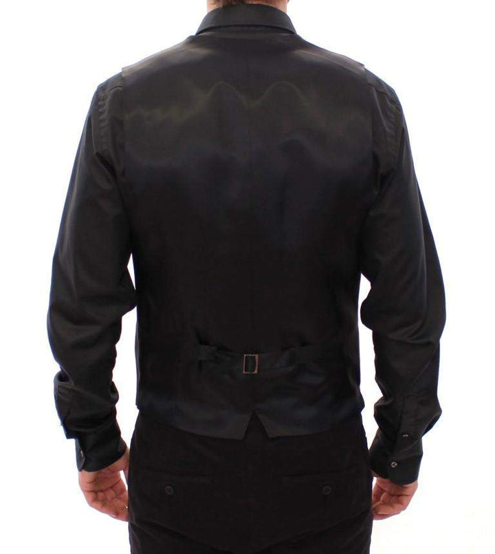 Dolce & Gabbana  Black Striped Wool Logo Vest #men, Black, Brand_Dolce & Gabbana, Catch, Dolce & Gabbana, feed-agegroup-adult, feed-color-black, feed-gender-male, feed-size-IT48 | M, Gender_Men, IT48 | M, Kogan, Men - New Arrivals, Vests - Men - Clothing at SEYMAYKA
