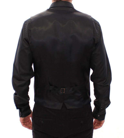 Dolce & Gabbana  Black Striped Wool Logo Vest #men, Black, Brand_Dolce & Gabbana, Catch, Dolce & Gabbana, feed-agegroup-adult, feed-color-black, feed-gender-male, feed-size-IT48 | M, Gender_Men, IT48 | M, Kogan, Men - New Arrivals, Vests - Men - Clothing at SEYMAYKA