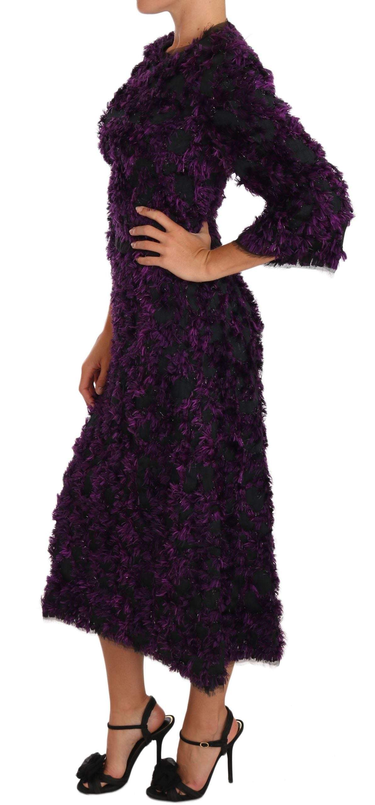 Dolce & Gabbana Purple Fringe Midi Sheath Dress #women, Brand_Dolce & Gabbana, Catch, Clothing_Dress, Dolce & Gabbana, Dresses - Women - Clothing, feed-agegroup-adult, feed-color-purple, feed-gender-female, feed-size-IT40|S, Gender_Women, IT40|S, Kogan, Purple, Women - New Arrivals at SEYMAYKA