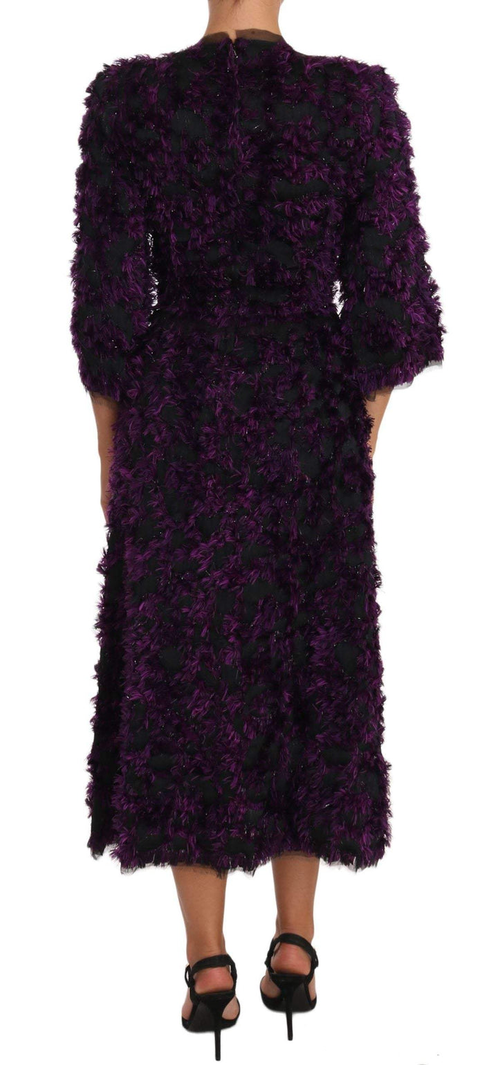 Dolce & Gabbana Purple Fringe Midi Sheath Dress #women, Brand_Dolce & Gabbana, Catch, Clothing_Dress, Dolce & Gabbana, Dresses - Women - Clothing, feed-agegroup-adult, feed-color-purple, feed-gender-female, feed-size-IT40|S, Gender_Women, IT40|S, Kogan, Purple, Women - New Arrivals at SEYMAYKA