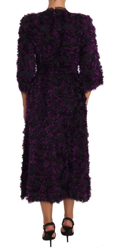 Dolce & Gabbana Purple Fringe Midi Sheath Dress #women, Brand_Dolce & Gabbana, Catch, Clothing_Dress, Dolce & Gabbana, Dresses - Women - Clothing, feed-agegroup-adult, feed-color-purple, feed-gender-female, feed-size-IT40|S, Gender_Women, IT40|S, Kogan, Purple, Women - New Arrivals at SEYMAYKA