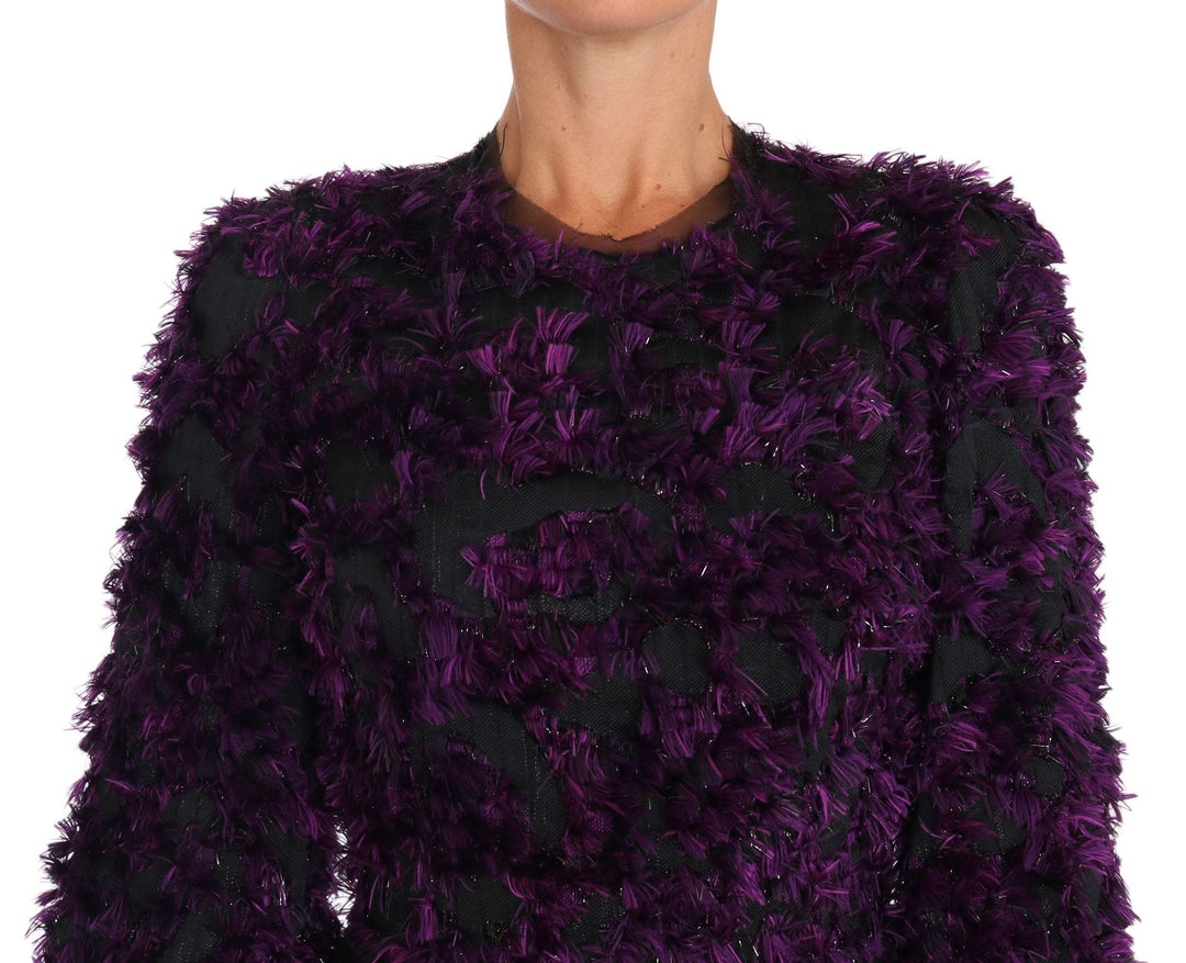 Dolce & Gabbana Purple Fringe Midi Sheath Dress #women, Brand_Dolce & Gabbana, Catch, Clothing_Dress, Dolce & Gabbana, Dresses - Women - Clothing, feed-agegroup-adult, feed-color-purple, feed-gender-female, feed-size-IT40|S, Gender_Women, IT40|S, Kogan, Purple, Women - New Arrivals at SEYMAYKA