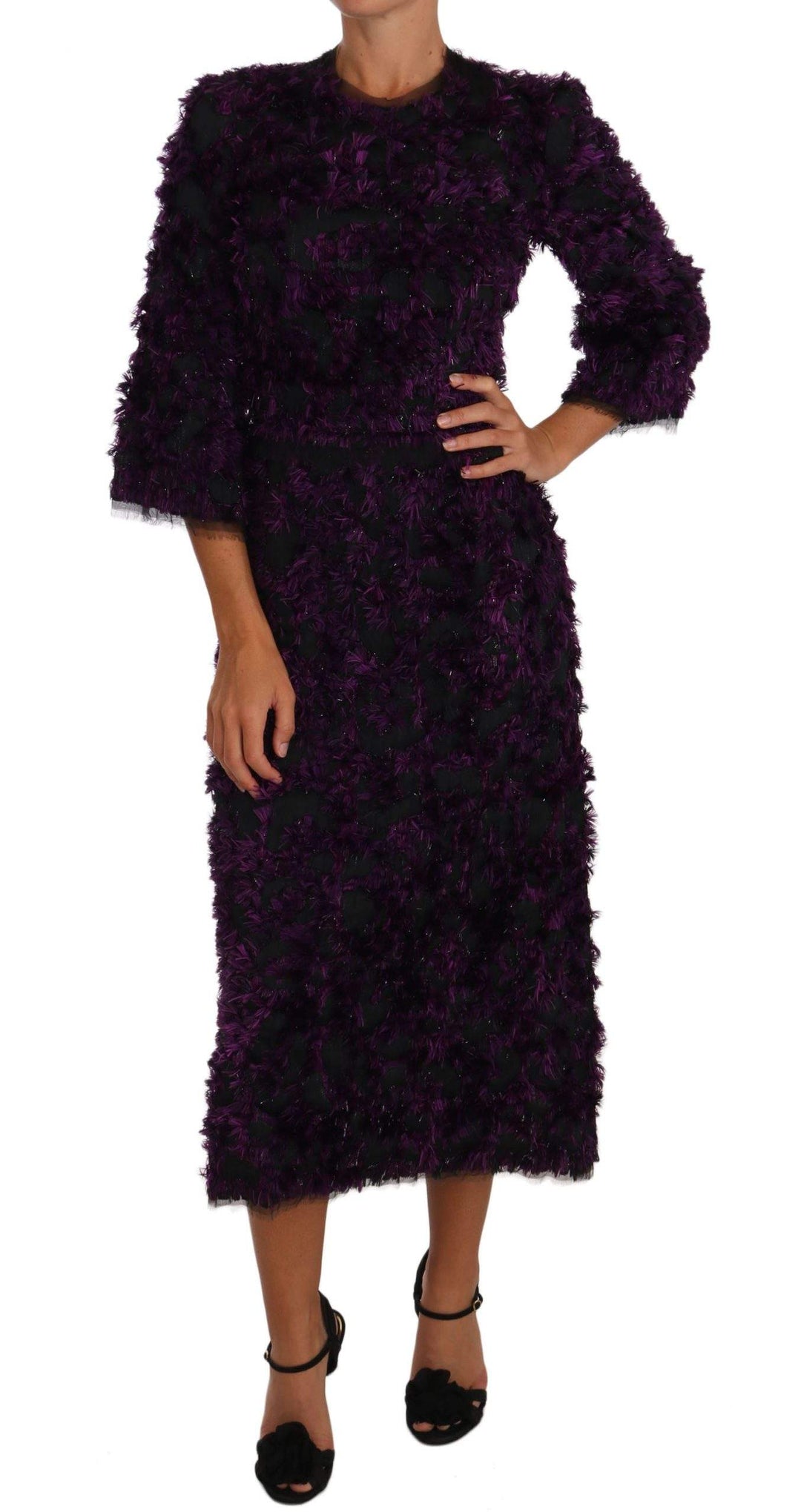 Dolce & Gabbana Purple Fringe Midi Sheath Dress #women, Brand_Dolce & Gabbana, Catch, Clothing_Dress, Dolce & Gabbana, Dresses - Women - Clothing, feed-agegroup-adult, feed-color-purple, feed-gender-female, feed-size-IT40|S, Gender_Women, IT40|S, Kogan, Purple, Women - New Arrivals at SEYMAYKA