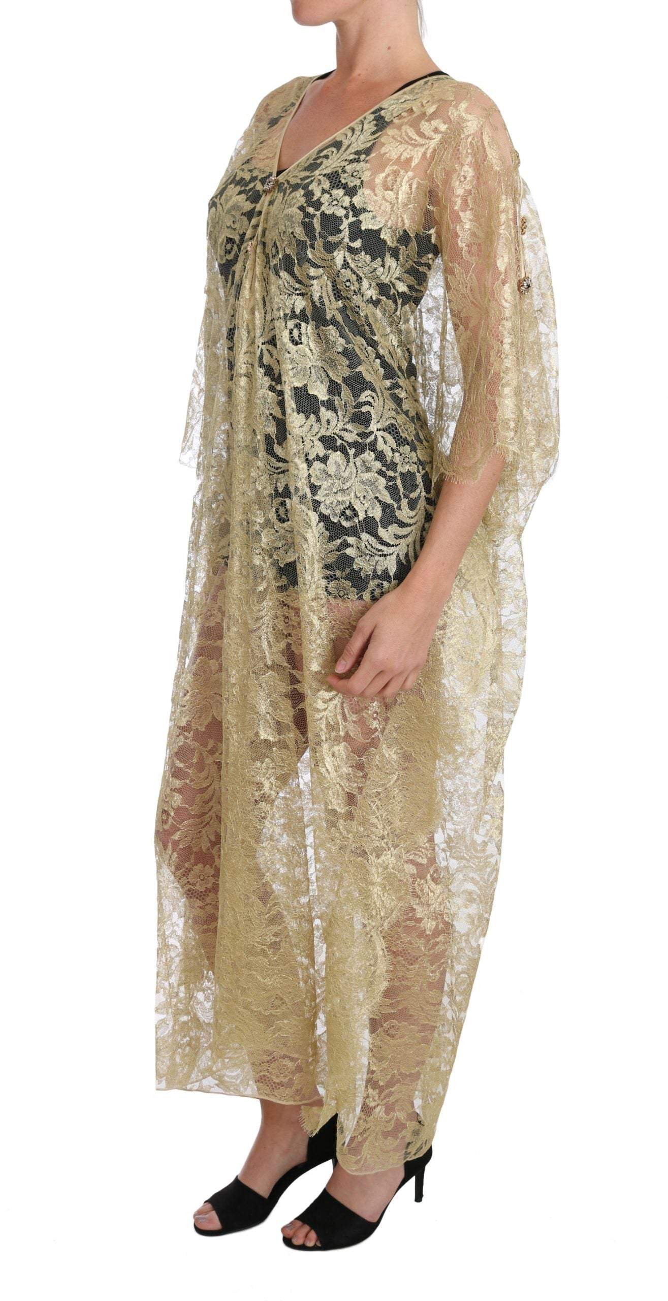 Dolce & Gabbana Gold Floral Lace Crystal Gown Cape Dress #women, Brand_Dolce & Gabbana, Catch, Clothing_Dress, Dolce & Gabbana, Dresses - Women - Clothing, feed-agegroup-adult, feed-color-gold, feed-gender-female, feed-size-IT36 | XS, feed-size-IT38 | S, feed-size-IT40 | M, Gender_Women, Gold, IT36 | XS, IT38 | S, IT40 | M, Kogan, Women - New Arrivals at SEYMAYKA